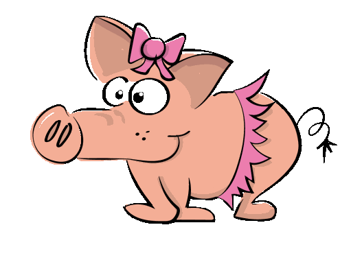 Illustration einer süßen Sau im Comic-Stil, die mit der Nase wackelt