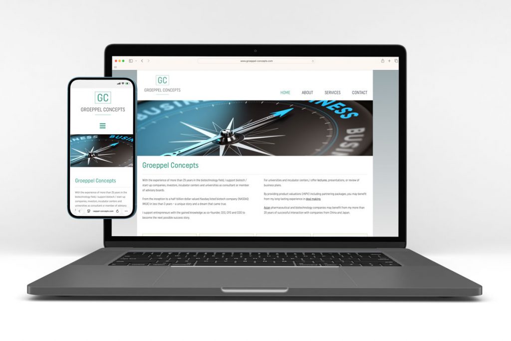 Anzeige einer Webseite auf Laptop und Handy